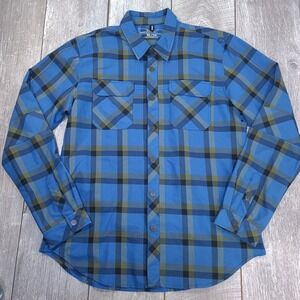 Sombrio Vagabond Riding Shirt Mens XL Blue Plaid Long Sleeve MTB Casual
